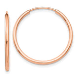 14k Rose Gold 1.5x23mm Polished Endless Tube Hoop Earrings TF784