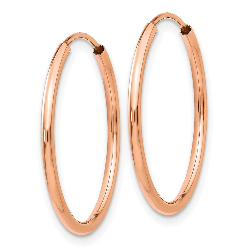 14k Rose Gold 1.5x23mm Polished Endless Tube Hoop Earrings TF784