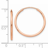 14k Rose Gold 1.5x23mm Polished Endless Tube Hoop Earrings TF784