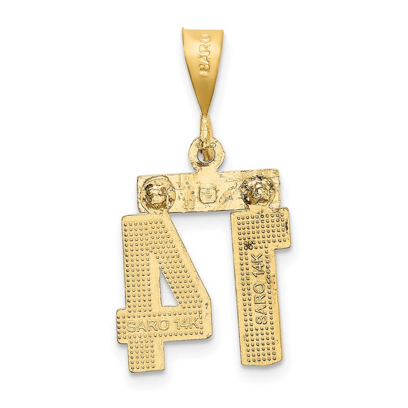 14k Small Brushed Diamond-cut Number 14 Charm SN14