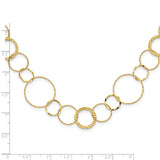 14K Polished Diamond-cut and Textured Circles 18 inch Necklace SF1668