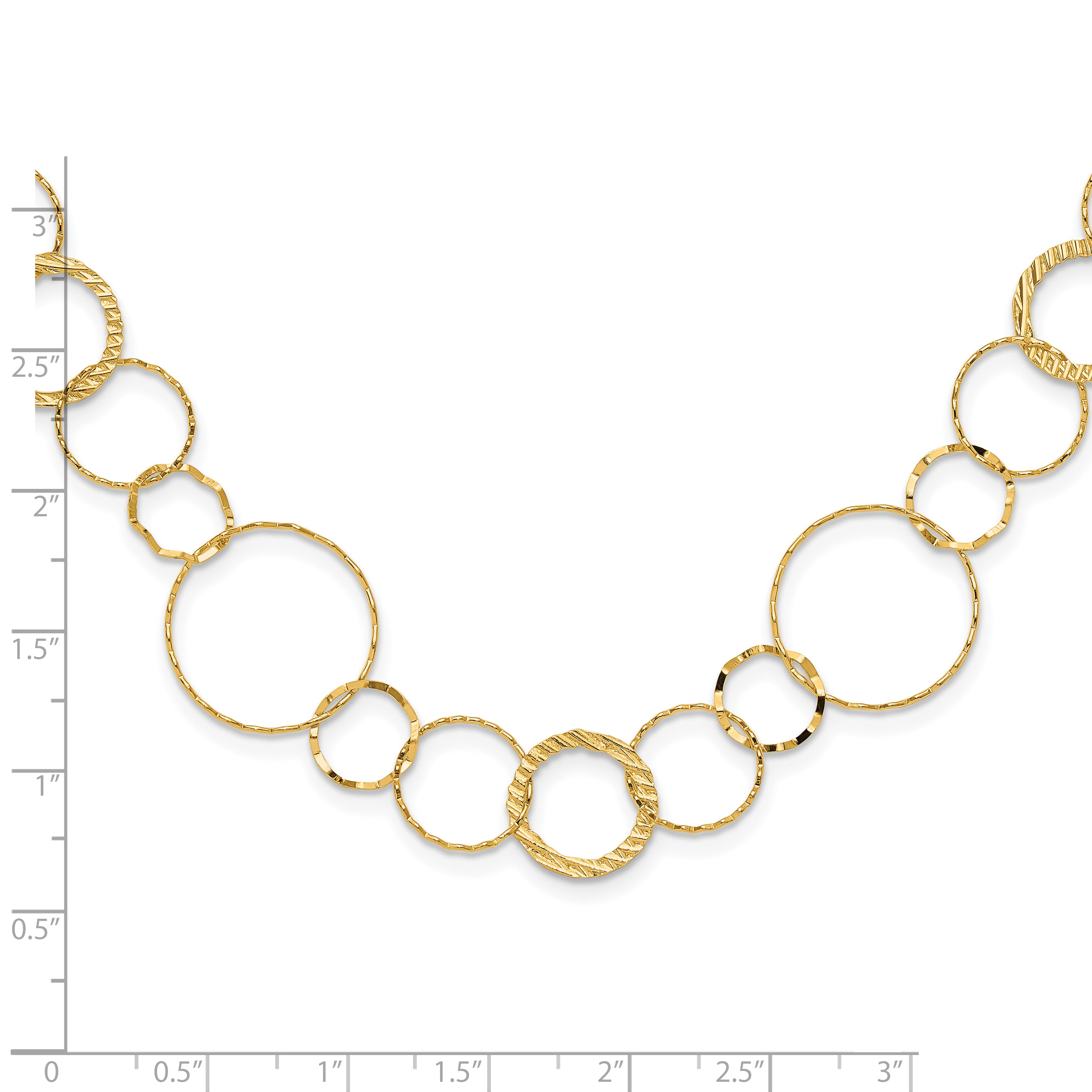 14K Polished Diamond-cut and Textured Circles 18 inch Necklace SF1668