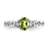 14k White Gold 6x4mm Oval Peridot and A Diamond Filigree Ring X9735PE/A
