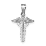 14K White Polished Caduceus Medical Symbol Pendant D4617