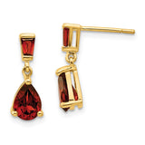 14k Pear/Baguette Garnet Dangle Post Earrings XE1699GA