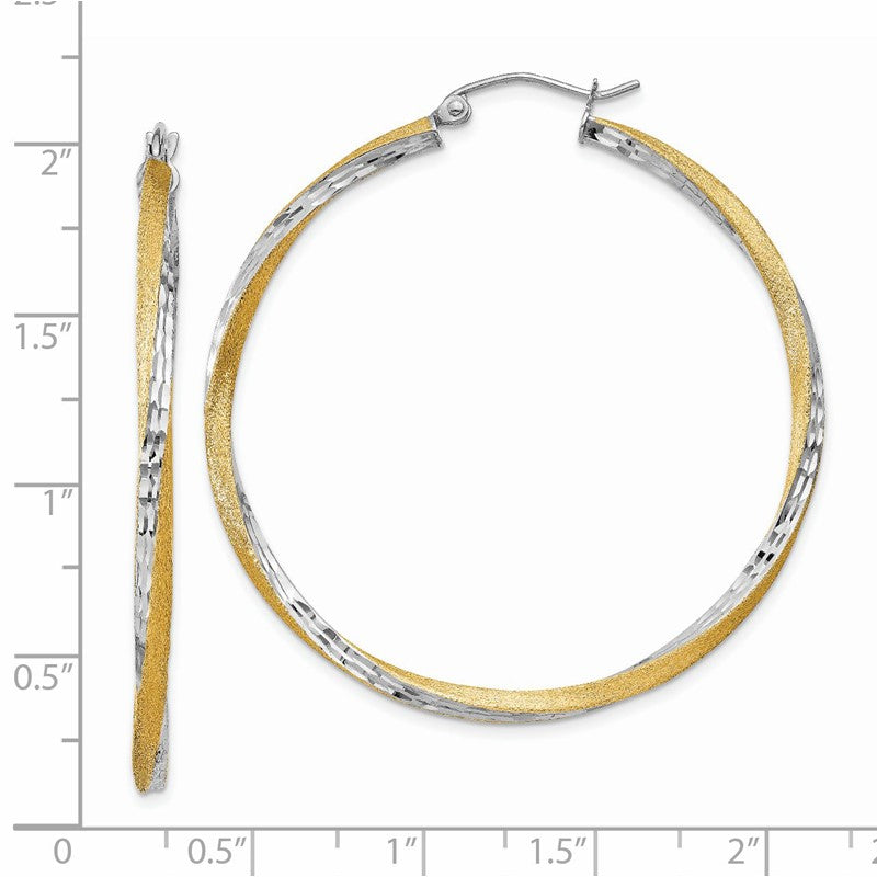 14k & Rhodium Diamond-cut 2.5mm Twisted Hoop Earrings TC435