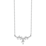 14K White Polished Leaves 17 inch Necklace SF2638