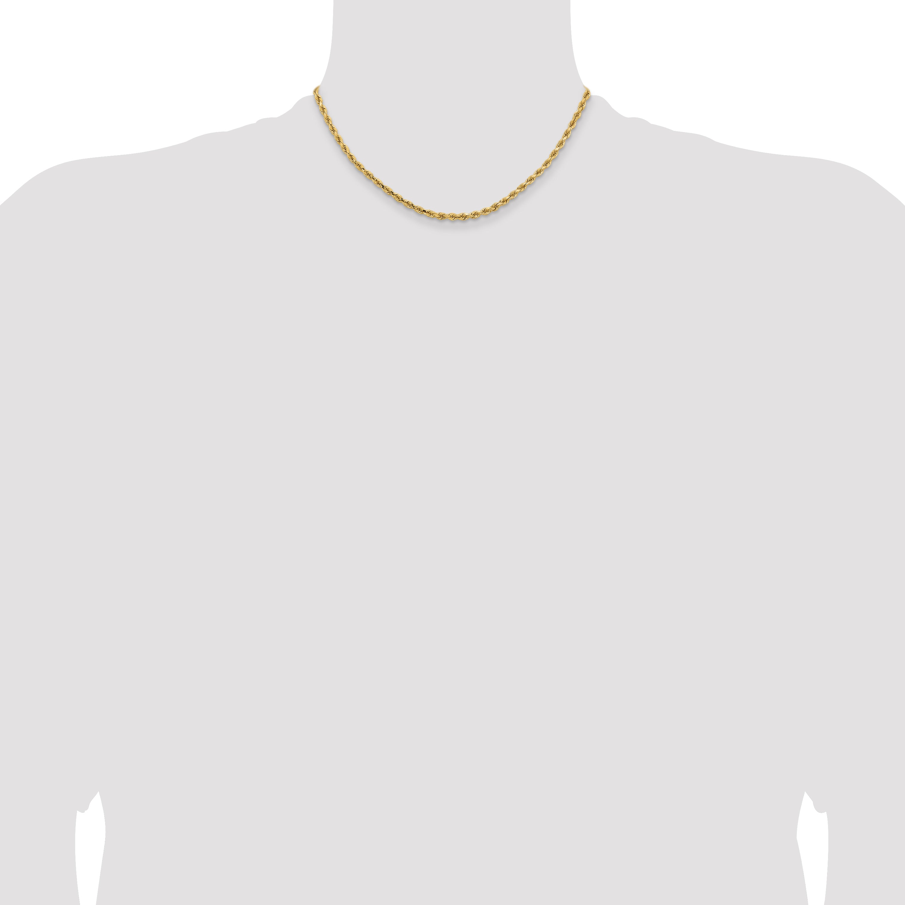 14K 26 inch 3.25mm Diamond-cut Rope with Lobster Clasp Chain 024L