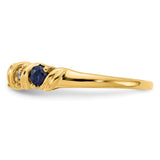 14k 2.75mm Blue Sapphire and AAA Diamond Twist Ring Y4718S/AAA