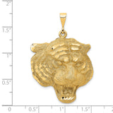 14k Large Satin Diamond-cut Tiger Head Pendant C1158