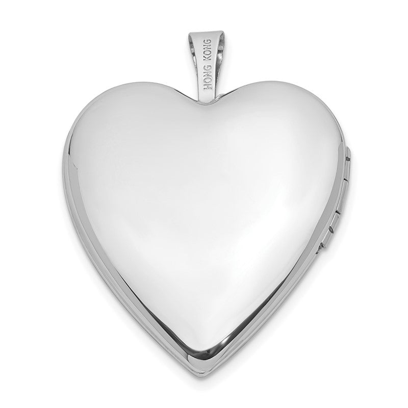 14K White Gold Pink and Green Enamel Rose I LOVE YOU Script 20mm Heart Locket XL603
