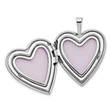 14K White Gold Pink and Green Enamel Rose I LOVE YOU Script 20mm Heart Locket XL603