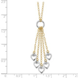 14K Two-Tone Heart Drop 16 inch Necklace Plus 2 inch Extender SF1714