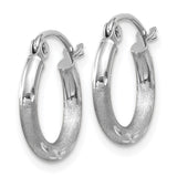 14k White Gold 2x13mm Satin Diamond-cut Round Tube Hoop Earrings TC200