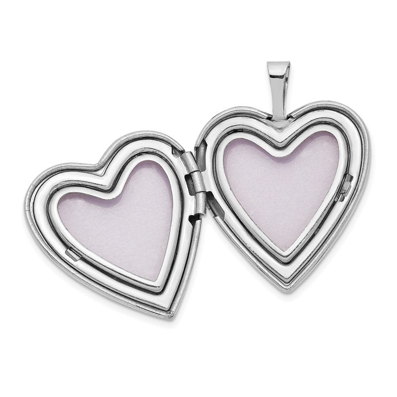 14K White Gold MOM Script with Hearts 20mm Heart Locket XL611