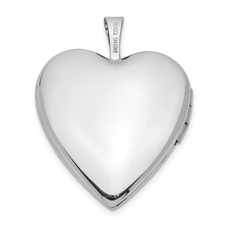 14K White Gold MOM Script with Hearts 20mm Heart Locket XL611