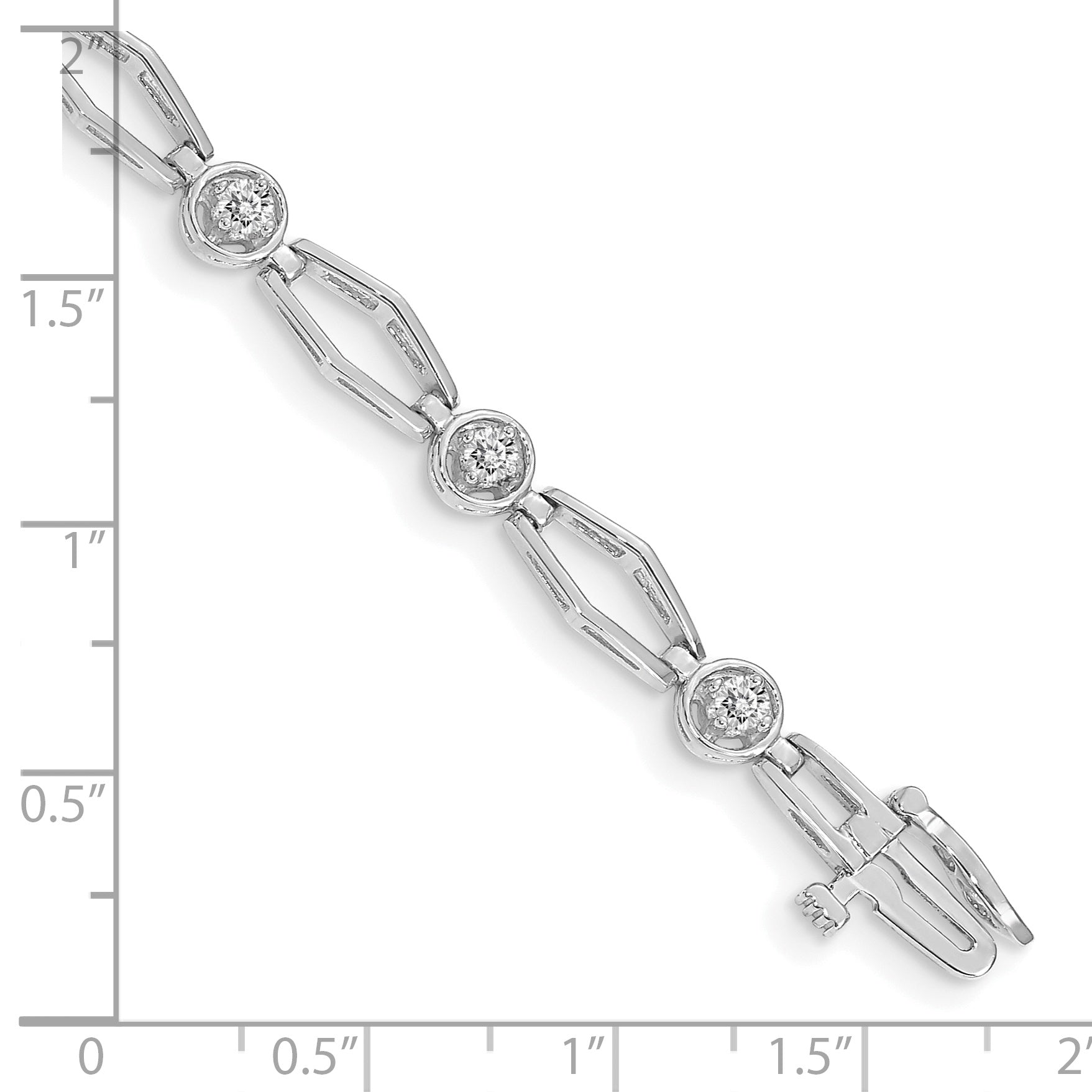 14k White Gold Complete 3/4 carat Round VS Diamond Fancy Link 7 inch Bracelet X789WVS