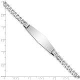 14k White Gold Polished Solid Chain/Solid Plate Flat Curb Link Soft Diamond Shape 33x10mm Plate 7 inch ID Bracelet LID62CW
