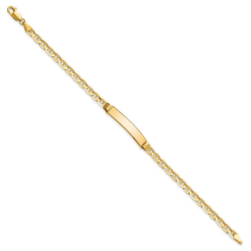 14k Polished Solid Chain/Solid Plate Anchor Link 24.5x4.5mm Plate 7 inch ID Bracelet LID60