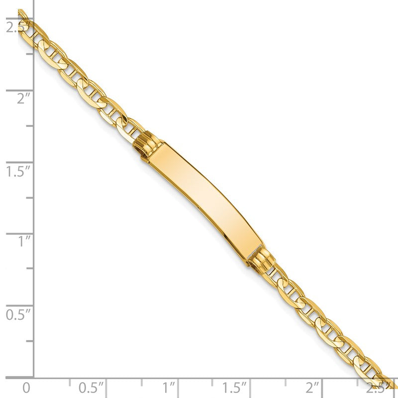 14k Polished Solid Chain/Solid Plate Anchor Link 24.5x4.5mm Plate 7 inch ID Bracelet LID60