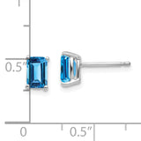 14k White Gold 6x4mm Emerald-cut Blue Topaz Post Earrings XE65WBT