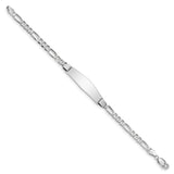 14k White Gold Polished Solid Chain/Solid Plate Figaro Link Soft Diamond Shape 33x9mm Plate 7 inch ID Bracelet FIG110IDCW