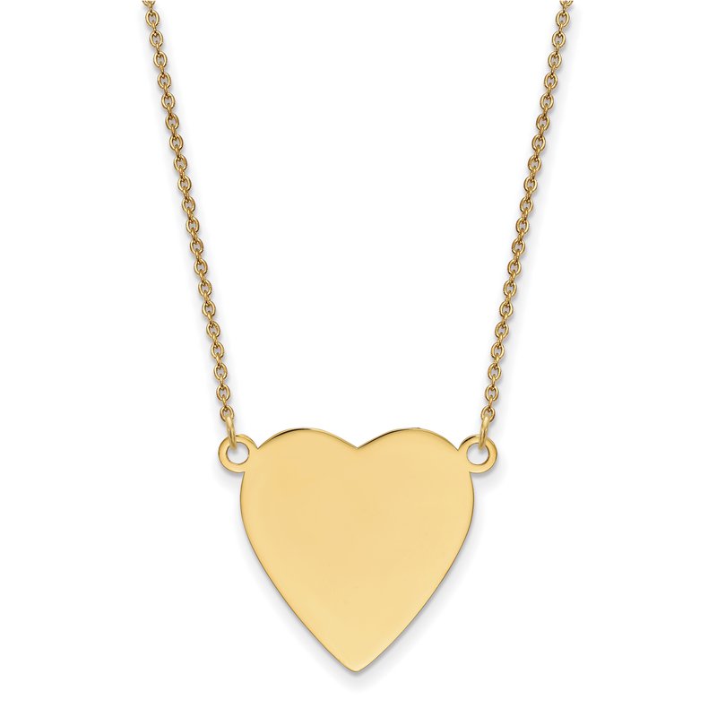 14k Plain .018 Gauge Heart Engravable 21x23mm Disc 18 inch Necklace XM628/18