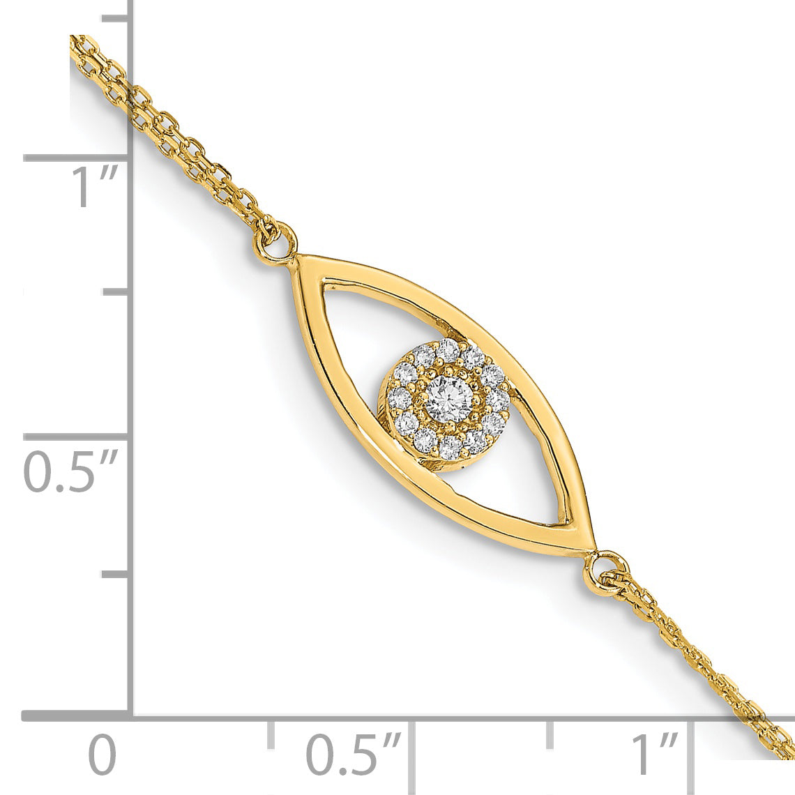 14k Complete A Diamond Evil Eye 2-Strand 7 inch Bracelet with 1 inch Extender XB320A