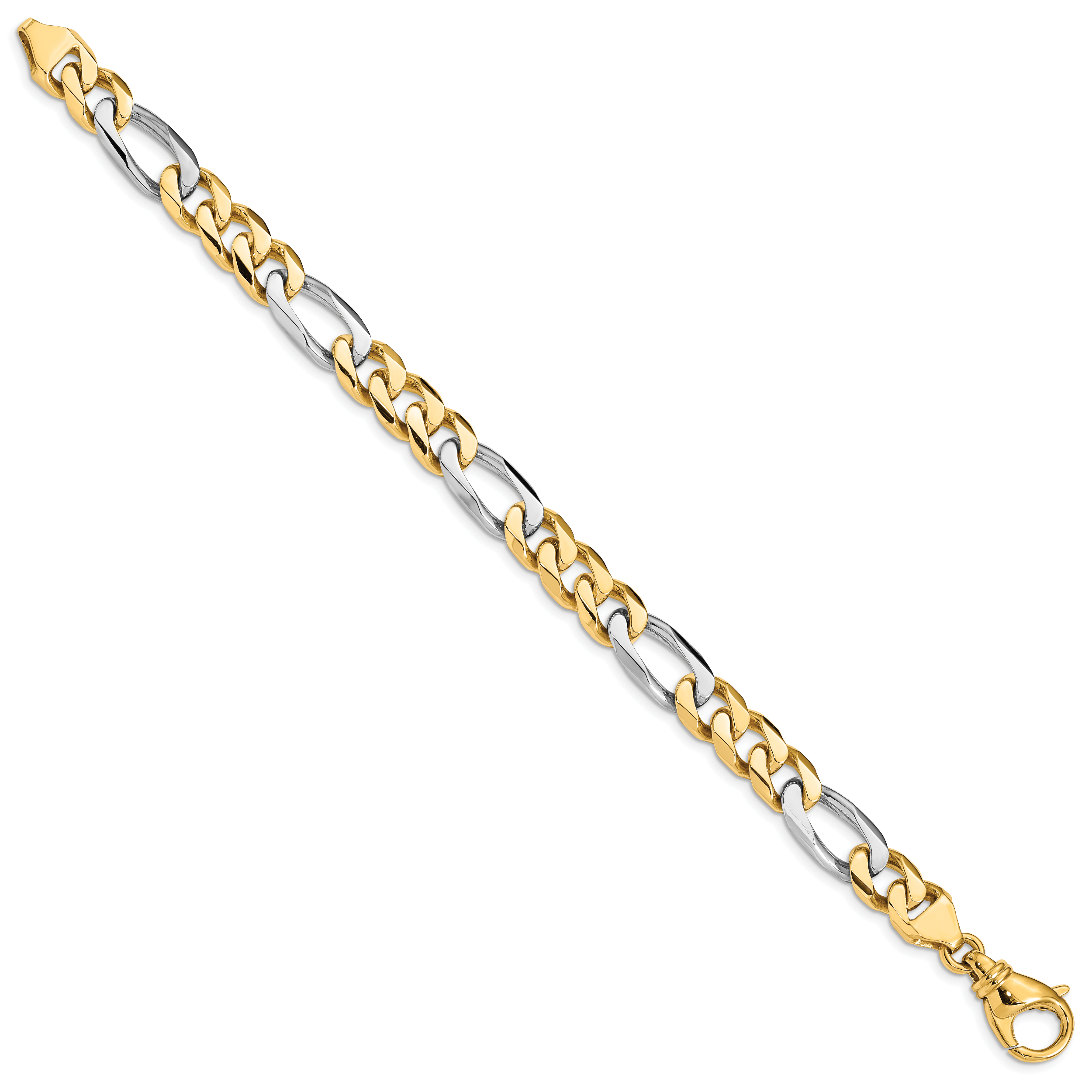 14K Two-tone 20 inch 8.5mm Hand Polished Fancy Link with Fancy Lobster Clasp Chain LK490