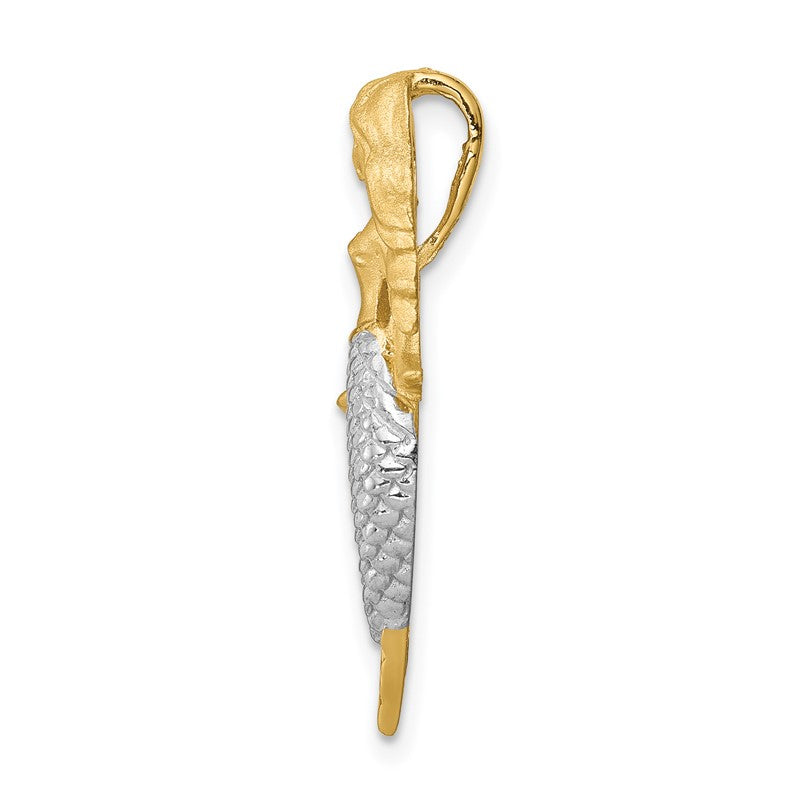 14K and White Rhodium Brushed Mermaid Chain Slide D4503