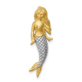 14K and White Rhodium Brushed Mermaid Chain Slide D4503