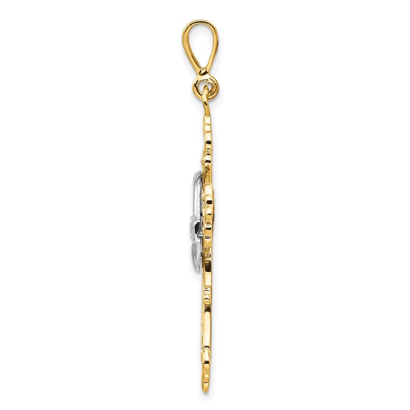14k Two-tone Claddagh Cross Pendant D1517