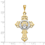 14k Two-tone Claddagh Cross Pendant D1517