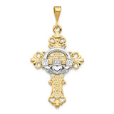 14k Two-tone Claddagh Cross Pendant D1517