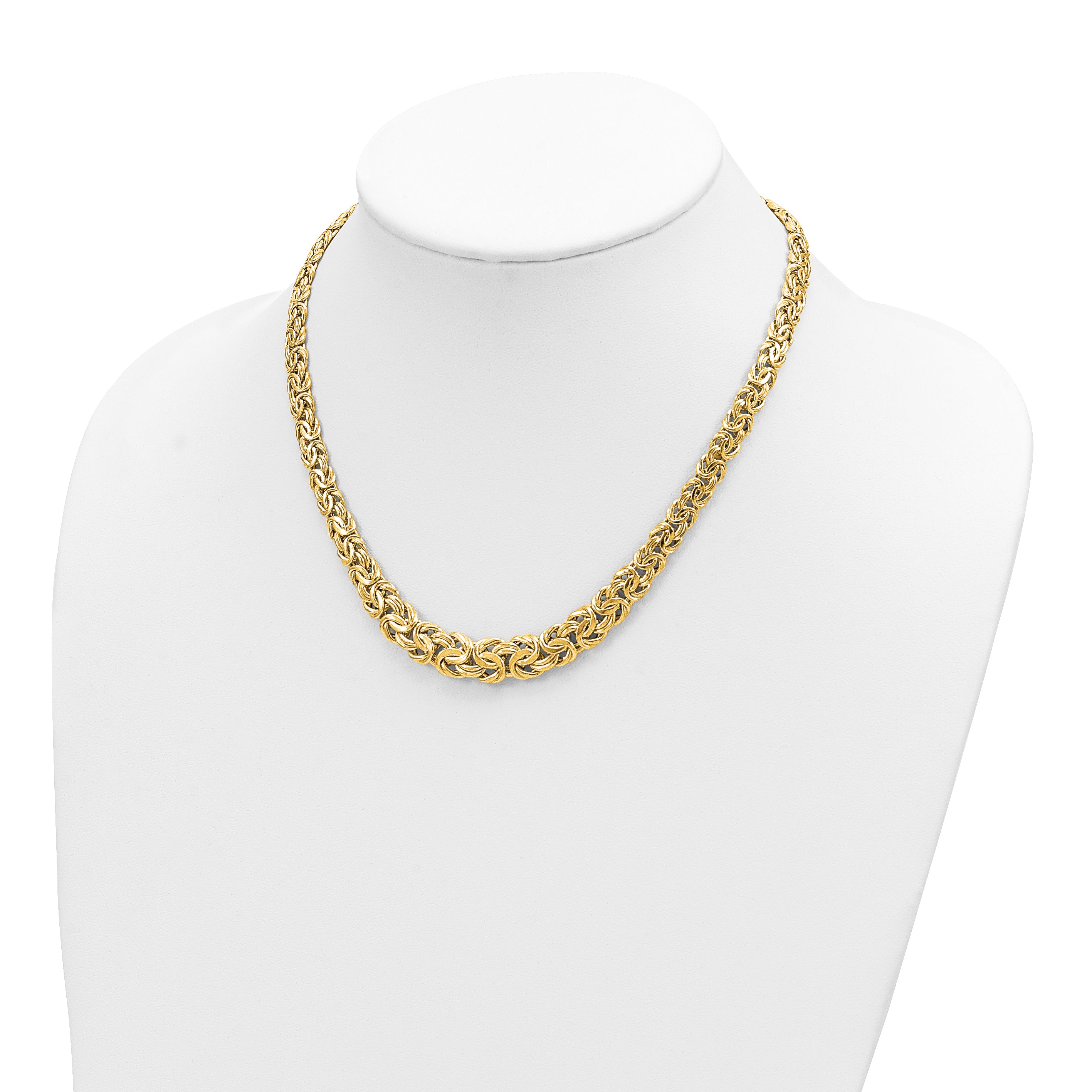 14k Fancy Graduated 7-12mm Flat Byzantine 17.5 inch Necklace SF2733