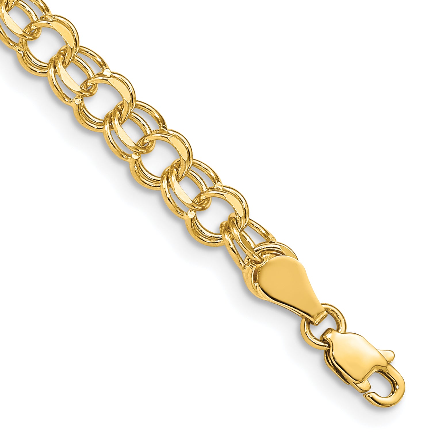 14k 5mm Solid Double Link 7 inch Charm Bracelet DO502