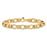 14K Polished and Textured 8mm Fancy Link 7.75 inch Bracelet SF2395