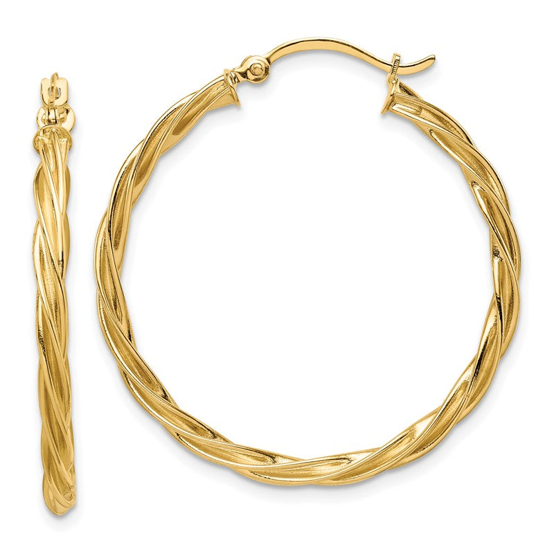 14K Polished 2.5mm Twisted Hoop Earrings TF1608