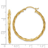 14K Polished 2.5mm Twisted Hoop Earrings TF1608