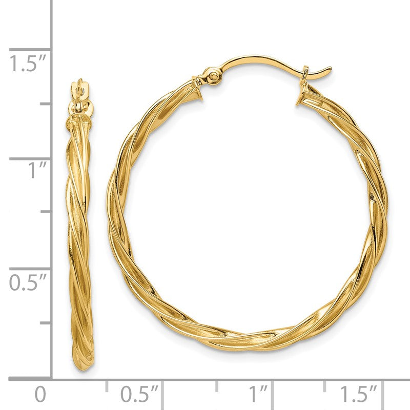 14K Polished 2.5mm Twisted Hoop Earrings TF1608
