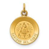 14K Polished and Satin Solid Caridad Del Cobre Medal Round Charm XR663