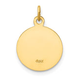 14K Polished and Satin Solid Caridad Del Cobre Medal Round Charm XR663