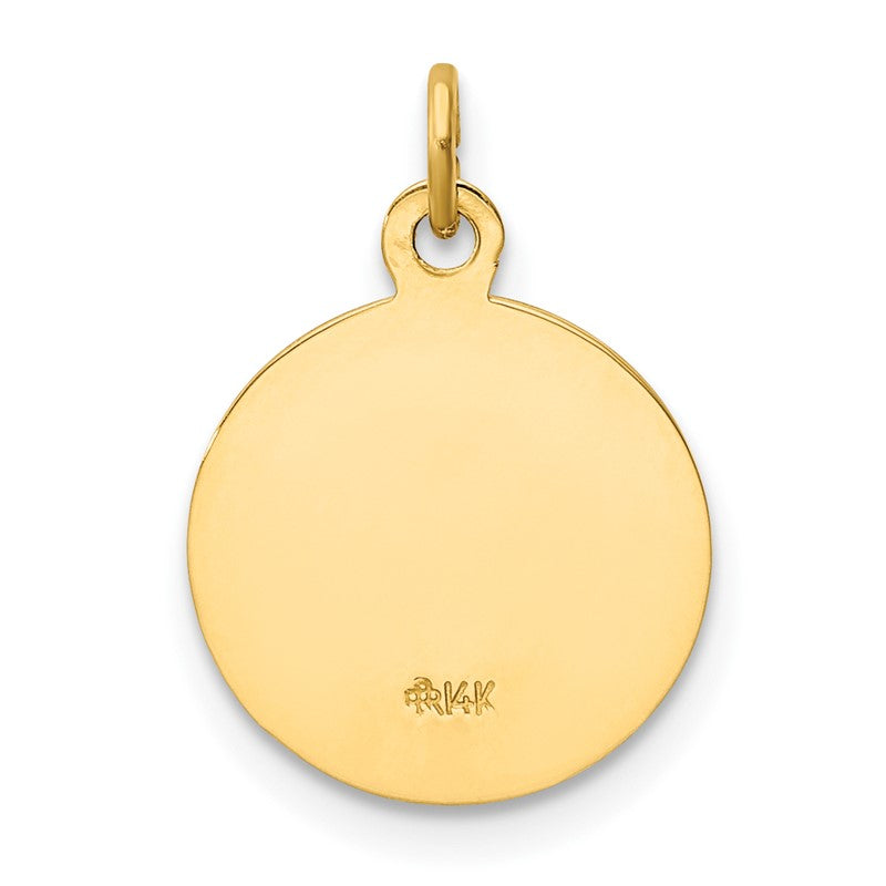 14K Polished and Satin Solid Caridad Del Cobre Medal Round Charm XR663