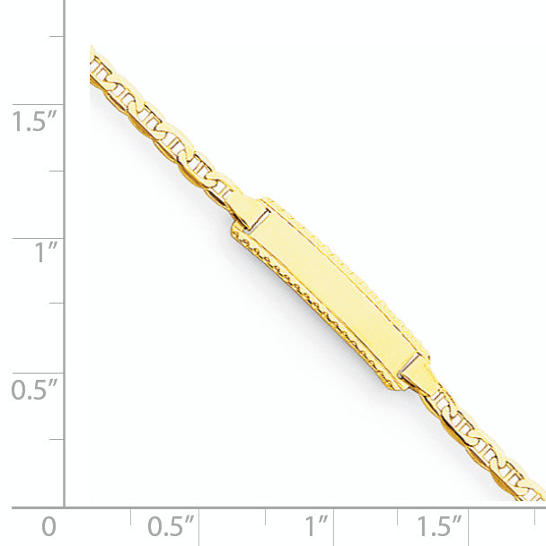 14k Polished Solid Chain/Solid Plate Anchor Link 18.5x5mm Plate 6 inch Baby/Child ID Bracelet DCID86