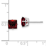 14k White Gold 6mm Princess-cut Garnet Post Earrings XE62WGA