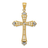 14k and White Rhodium Diamond-cut Cross Pendant K6275