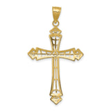 14k and White Rhodium Diamond-cut Cross Pendant K6275