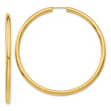 14k 3.00x55mm Polished Endless Tube Hoop Earrings TF811