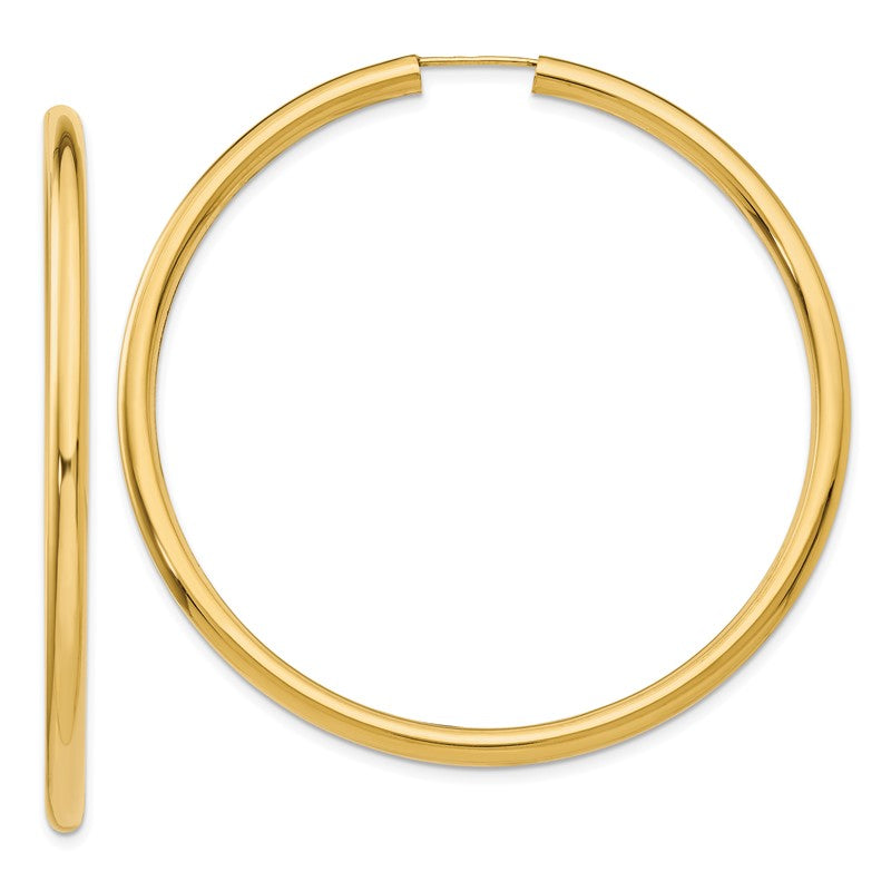 14k 3.00x55mm Polished Endless Tube Hoop Earrings TF811