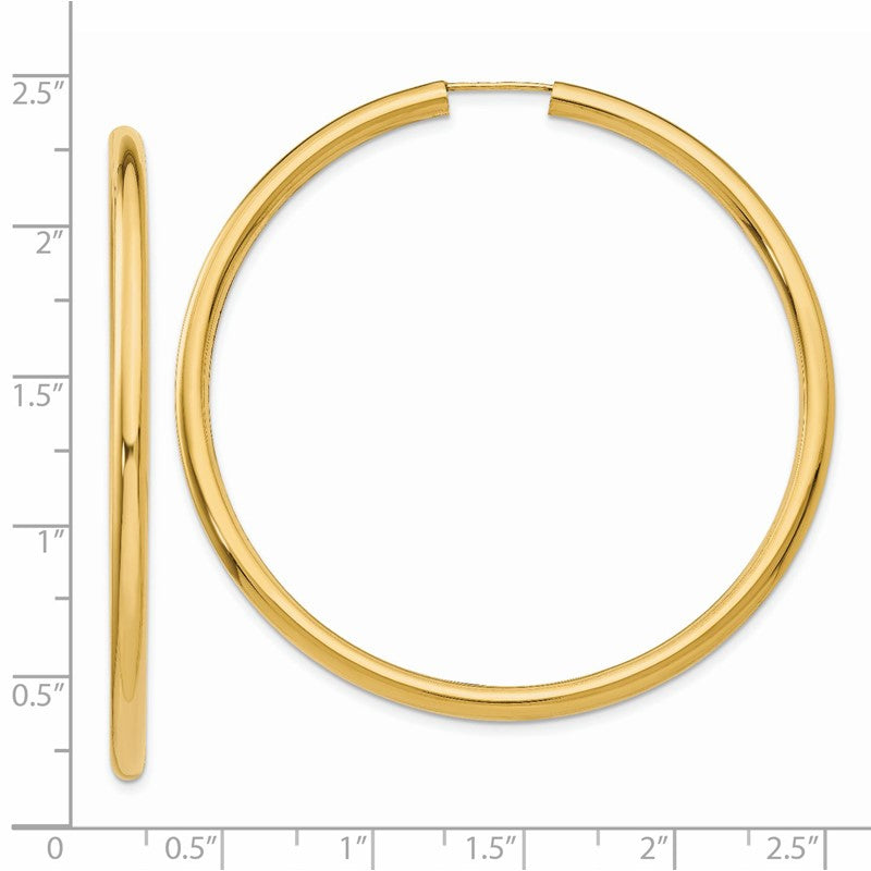 14k 3.00x55mm Polished Endless Tube Hoop Earrings TF811